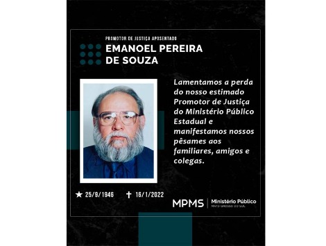 Nota de Pesar  Promotor de Justiça aposentado Emanoel Pereira de Souza
